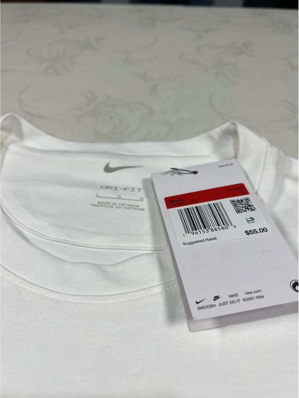 Nike Mens Drifit Performance Solo Swoosh White T-Shirt Size Large